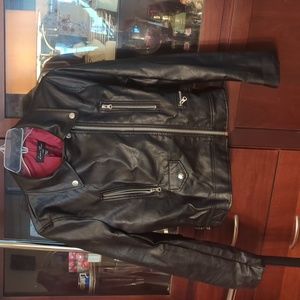 Satin lined faux leather jacket